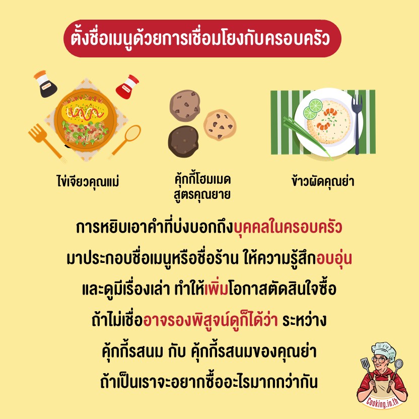 ตั้งชื่อเมนูด้วยการเชื่อมโยงกับครอบครัว