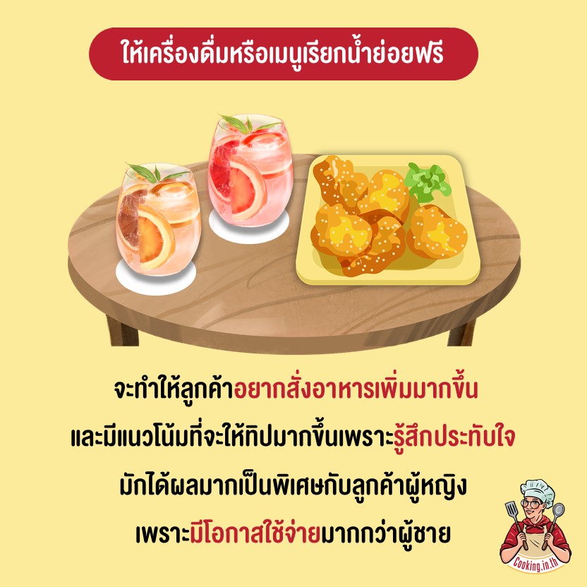 ให้เครื่องดื่มหรือเมนูเรียกน้ำย่อยฟรี